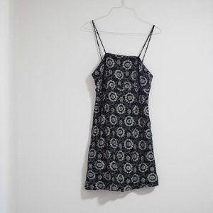 Vintage Black & White Floral Lace Woven Mini Dress | Size S